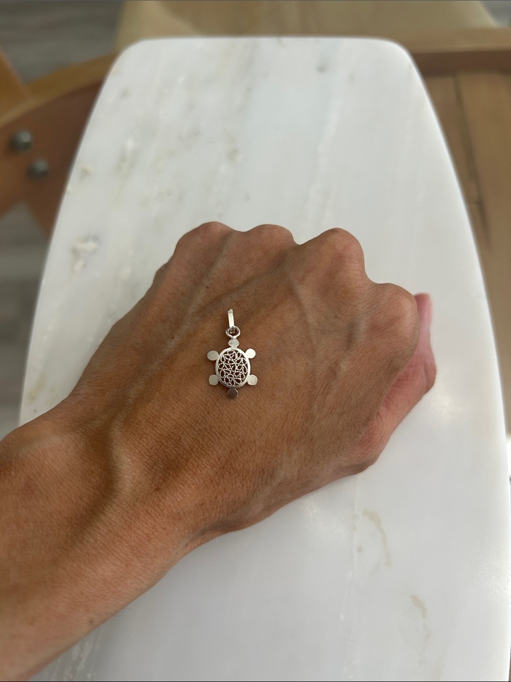 925 Sterling Silver Turtle Filigree Pendant